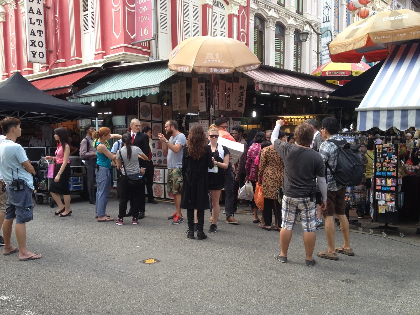 International film crew working on location in Singapore